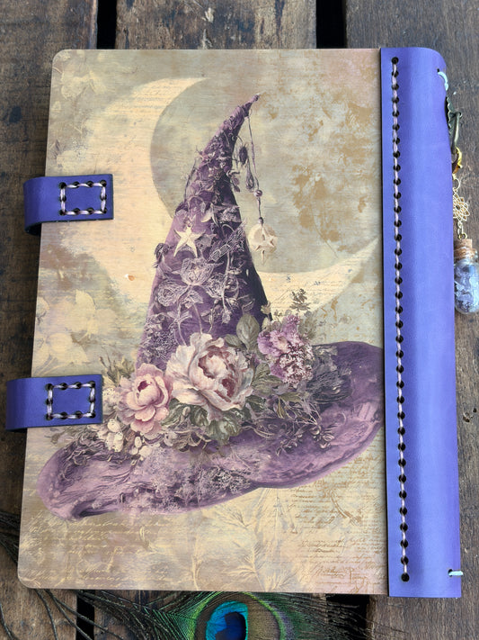 Amethyst Crystal Ball & Roses Refillable Wood and Leather Journal