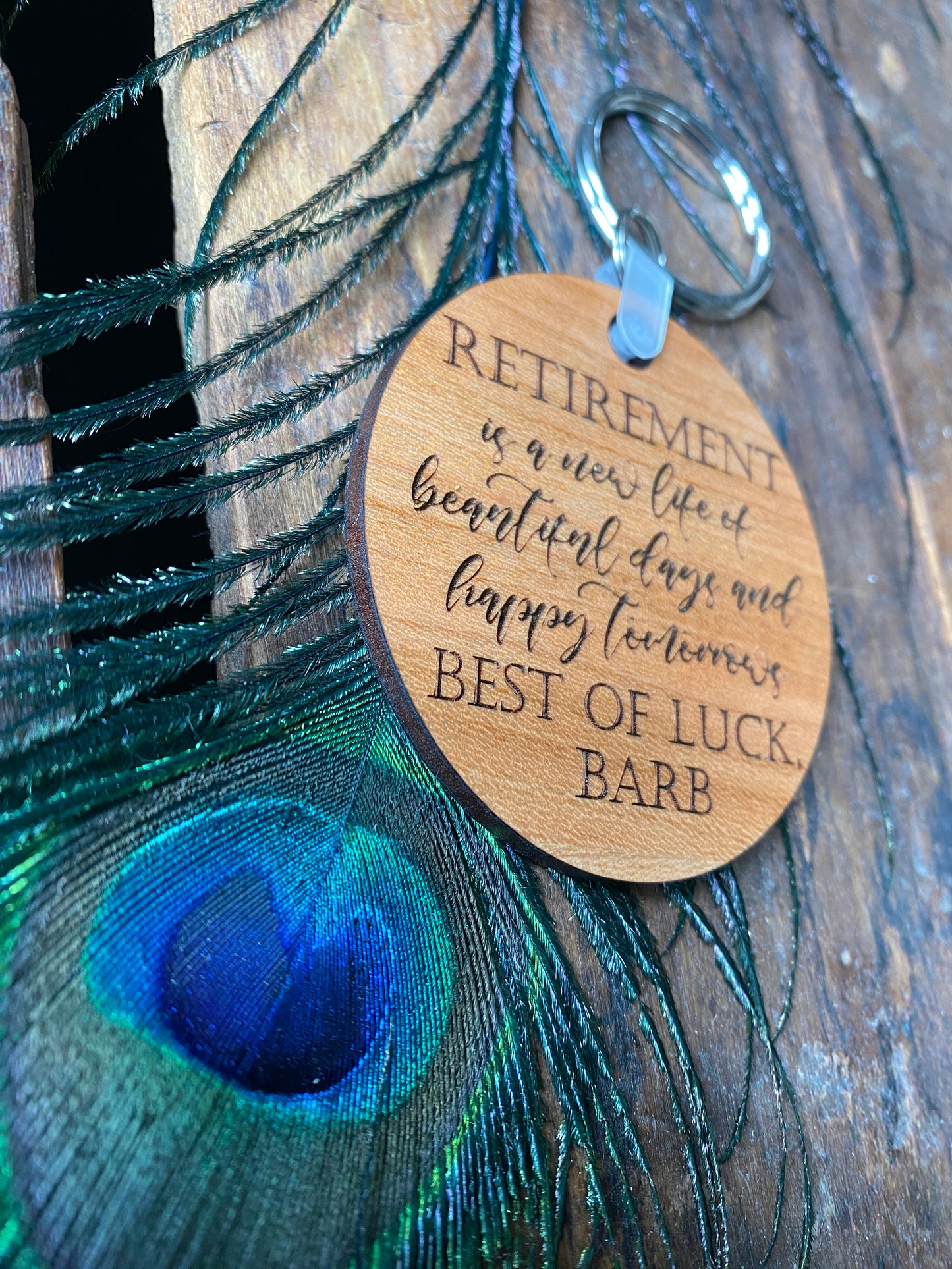 Retirement Keychain, Retirement Gifts for Coworker, New Chapter Gift, New Beginnings Gift for Women, Engraved Wooden Keychain, Personalized