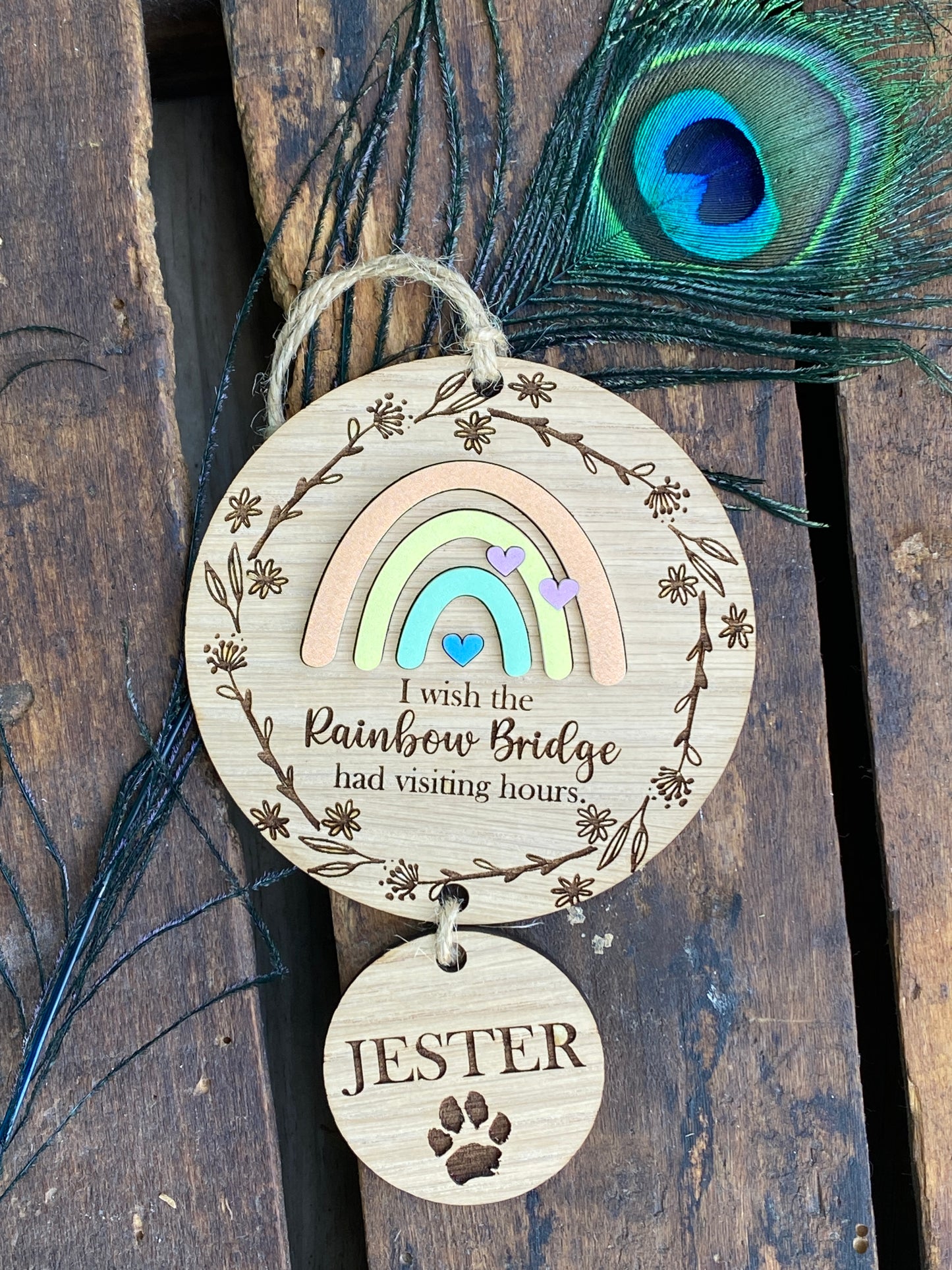 Rainbow Bridge Pet Memorial Ornament, Pet Loss Sympathy Gift, Personalized Dog Loss Gift, Pet Bereavement Gift, Dog Memorial Ornament