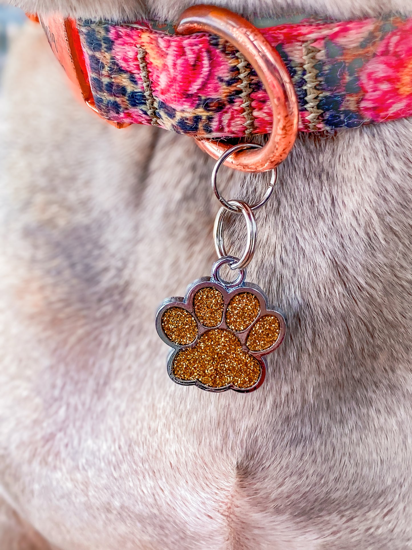 Dog Tags Engraved for Pets, Personalized Dog Tag with Name & Text, Dog Collar Custom Glitter Dog Name Tag, Paw Shaped ID Tag for Puppy Pets