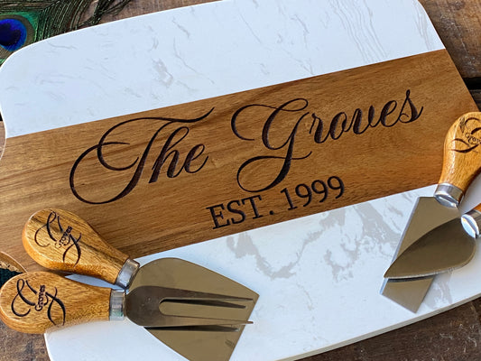Personalized Charcuterie Boards, Cheese Board, Gift for Anniversary, Engagement, Bridal Shower, Couple, Housewarming, Wedding, Established