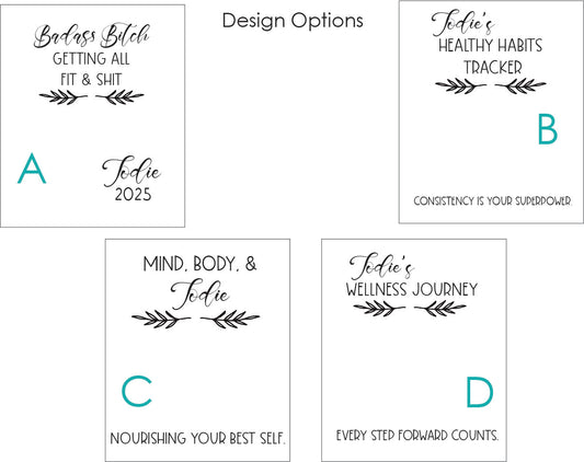 Personalized Fitness Journal: Leatherette Wellness Tracker, Custom Engraved New Years Resolutions