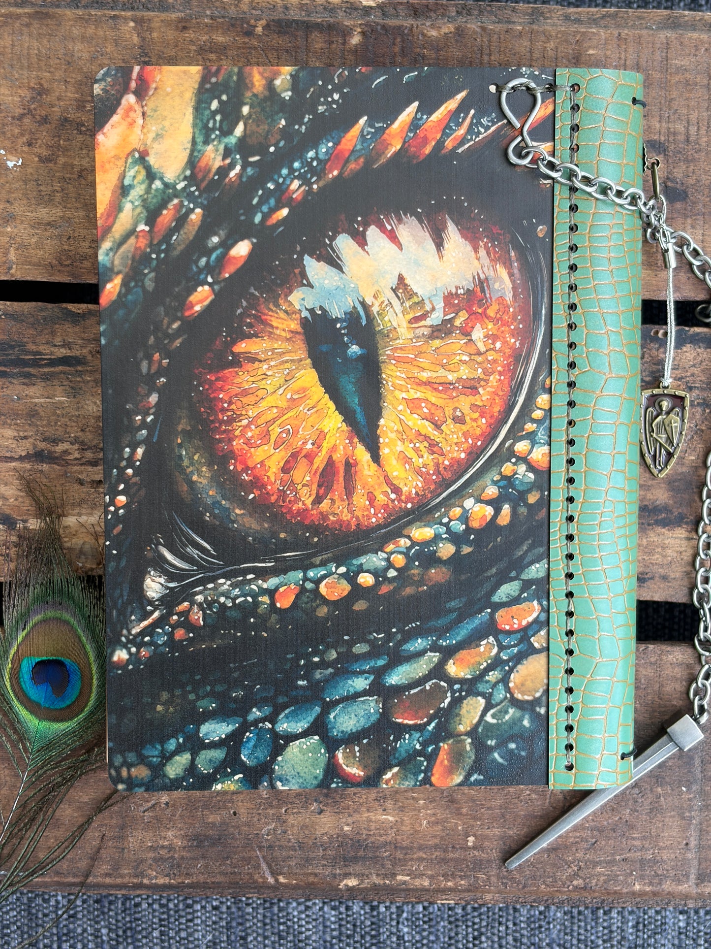 Dark Knight Refillable Journal - Wood and Leather Fantasy Notebook, RPG DND Campaign Book
