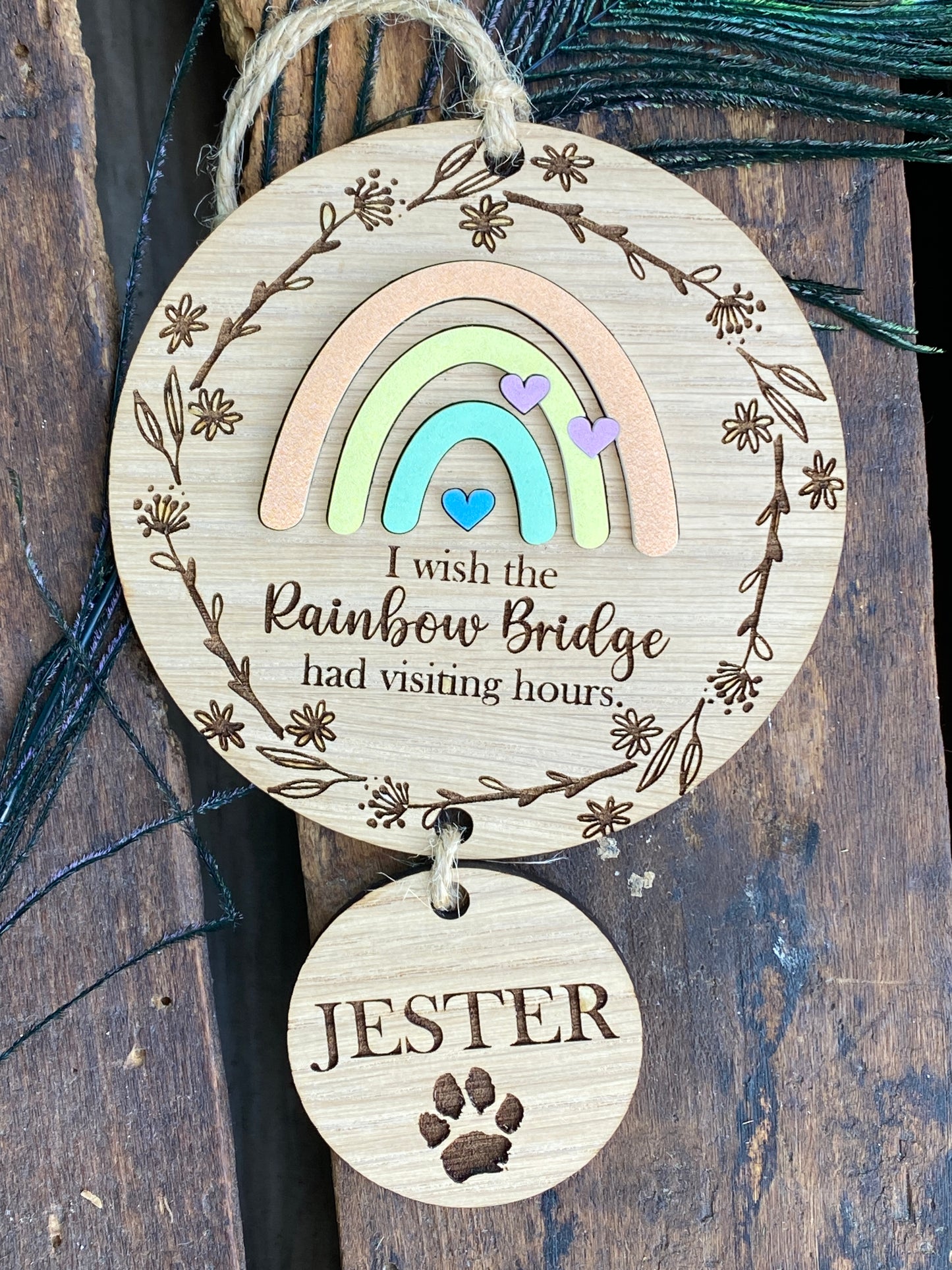 Rainbow Bridge Pet Memorial Ornament, Pet Loss Sympathy Gift, Personalized Dog Loss Gift, Pet Bereavement Gift, Dog Memorial Ornament