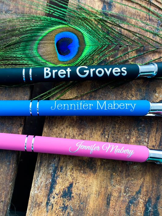 A Set of 2 Personalized Pens with Stylus, Custom Laser Engraved Pen, Pens for your Business, Custom Work Friend Gift, Office, Back to School