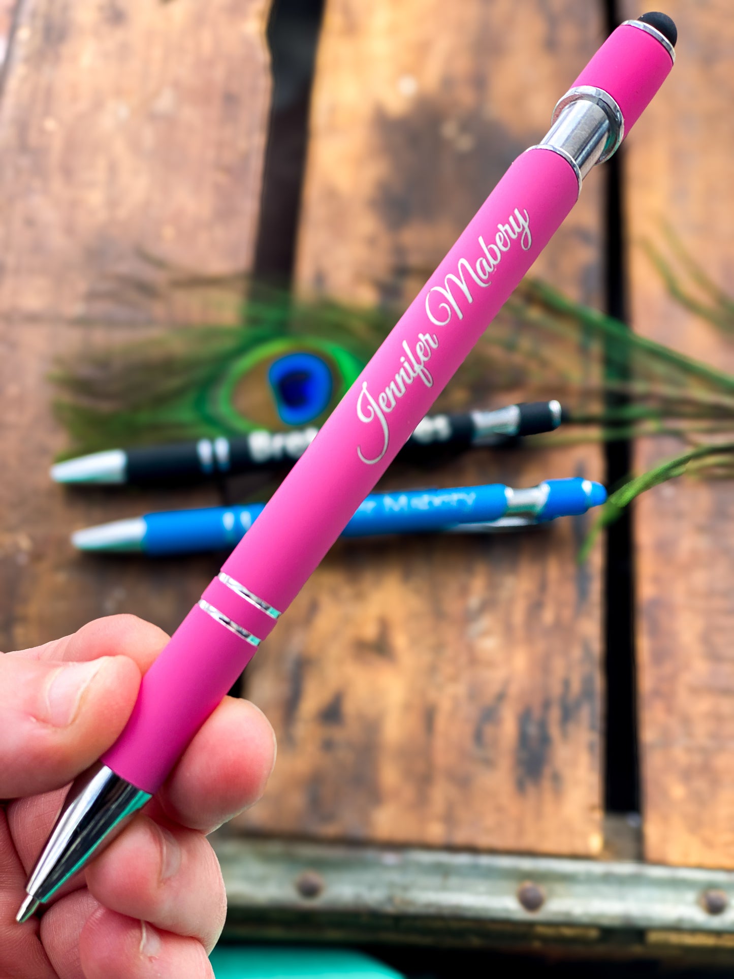 A Set of 2 Personalized Pens with Stylus, Custom Laser Engraved Pen, Pens for your Business, Custom Work Friend Gift, Office, Back to School