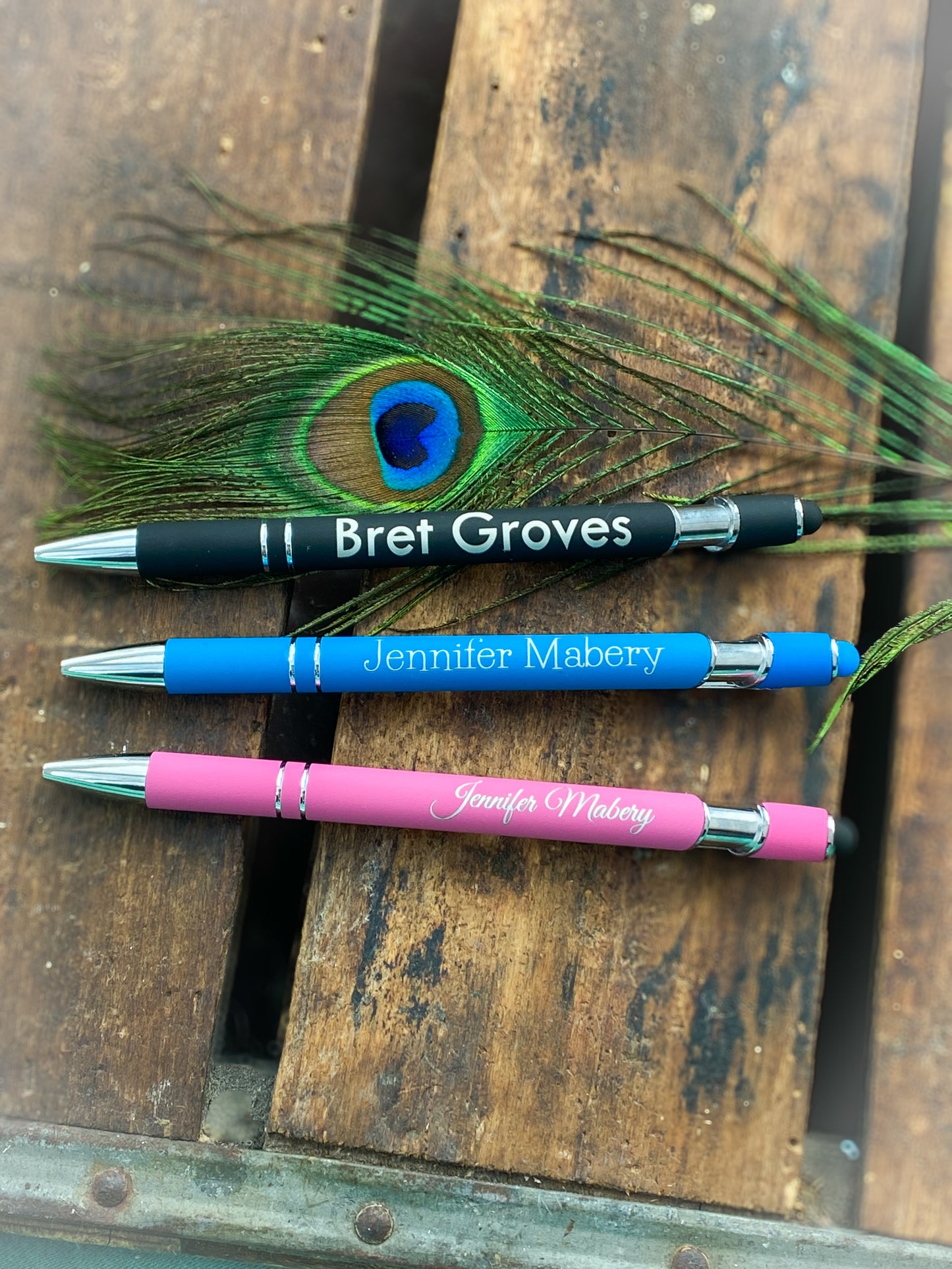 A Set of 2 Personalized Pens with Stylus, Custom Laser Engraved Pen, Pens for your Business, Custom Work Friend Gift, Office, Back to School