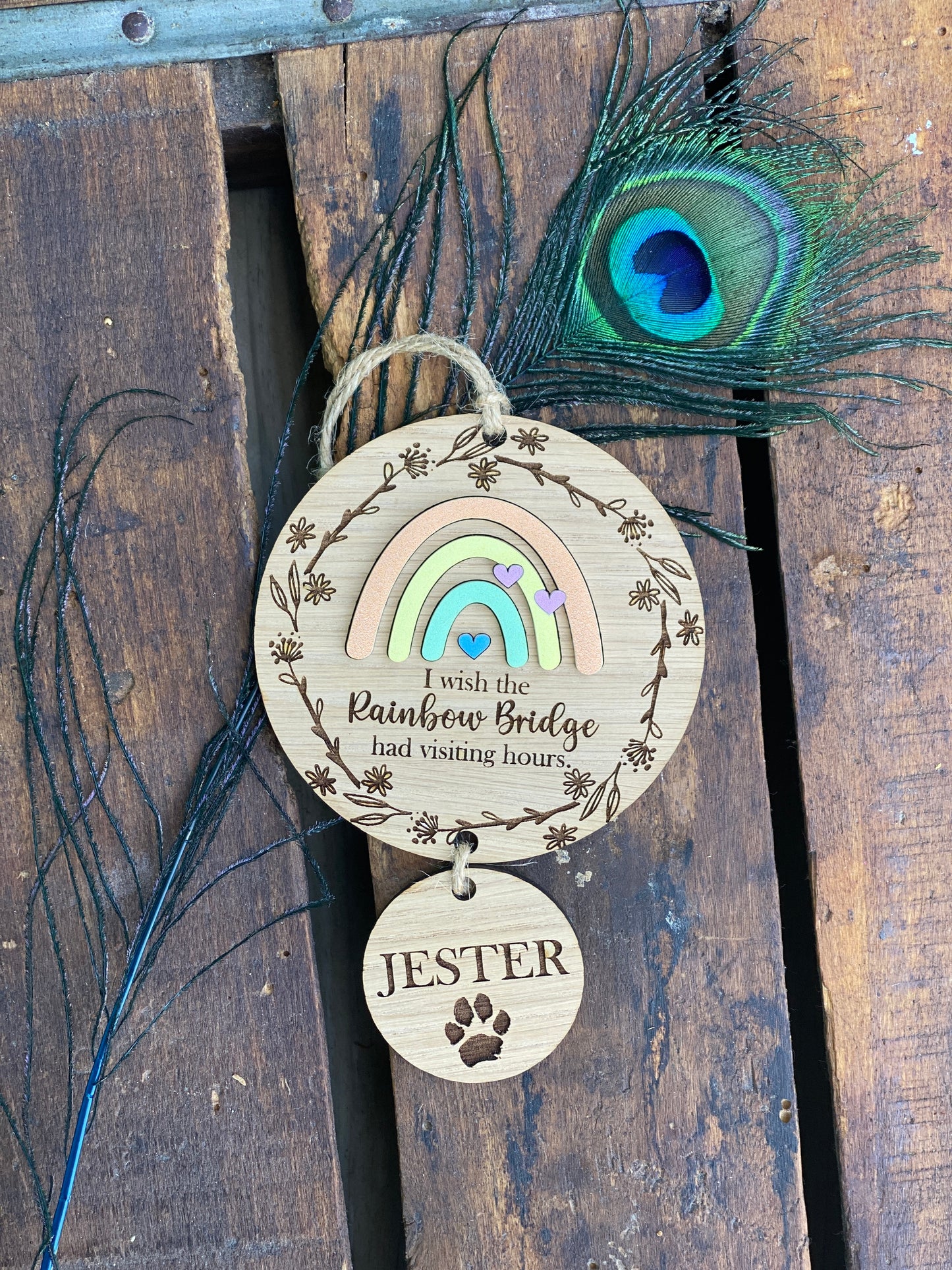 Rainbow Bridge Pet Memorial Ornament, Pet Loss Sympathy Gift, Personalized Dog Loss Gift, Pet Bereavement Gift, Dog Memorial Ornament