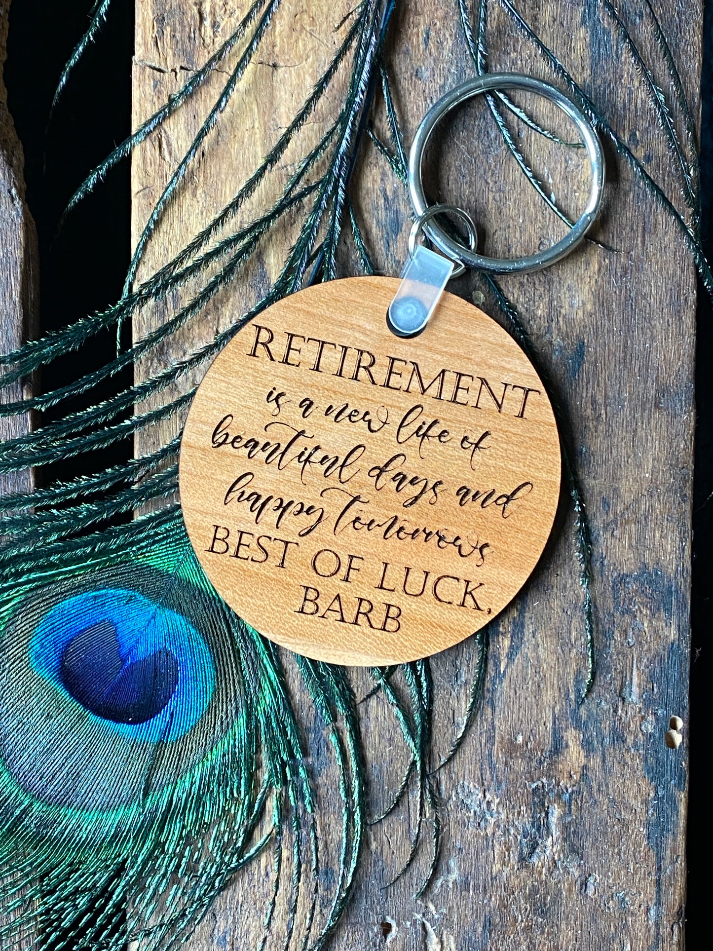 Retirement Keychain, Retirement Gifts for Coworker, New Chapter Gift, New Beginnings Gift for Women, Engraved Wooden Keychain, Personalized