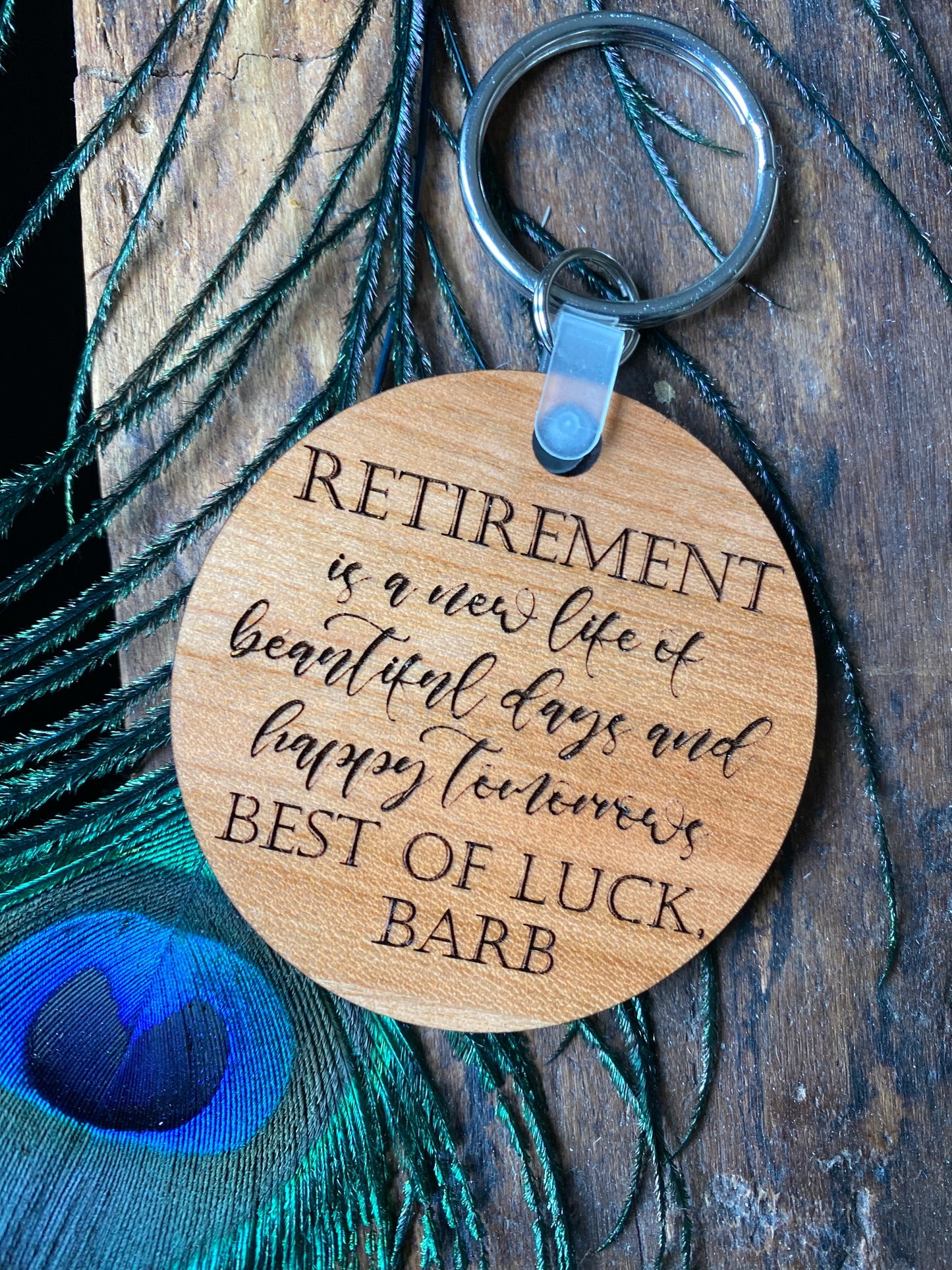 Retirement Keychain, Retirement Gifts for Coworker, New Chapter Gift, New Beginnings Gift for Women, Engraved Wooden Keychain, Personalized
