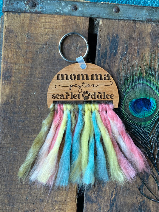 Personalized Keychain for Mamas, Custom Gift for Dog Lover, Engraved Wooden Keychain, Boho Themed Decor, Personalized Gift for Grandma