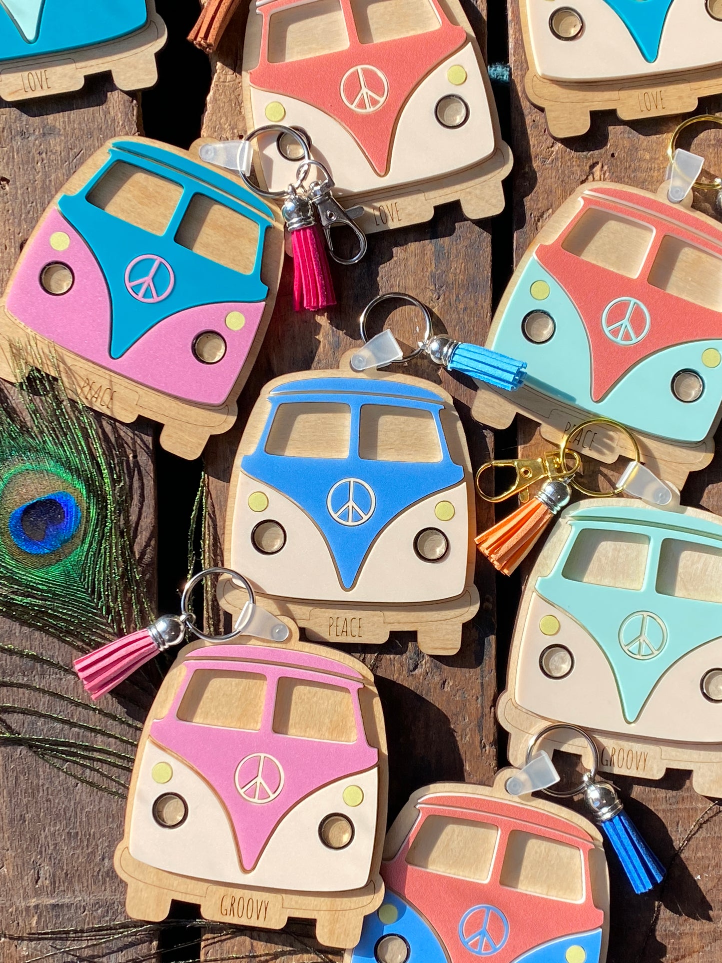 Retro Keychain, Hippy Gifts, Personalized Gift, Colorful Peace Sign Bag Tag, Groovy Backpack Tag, Retro Party Favor, Positive Energy Vibes