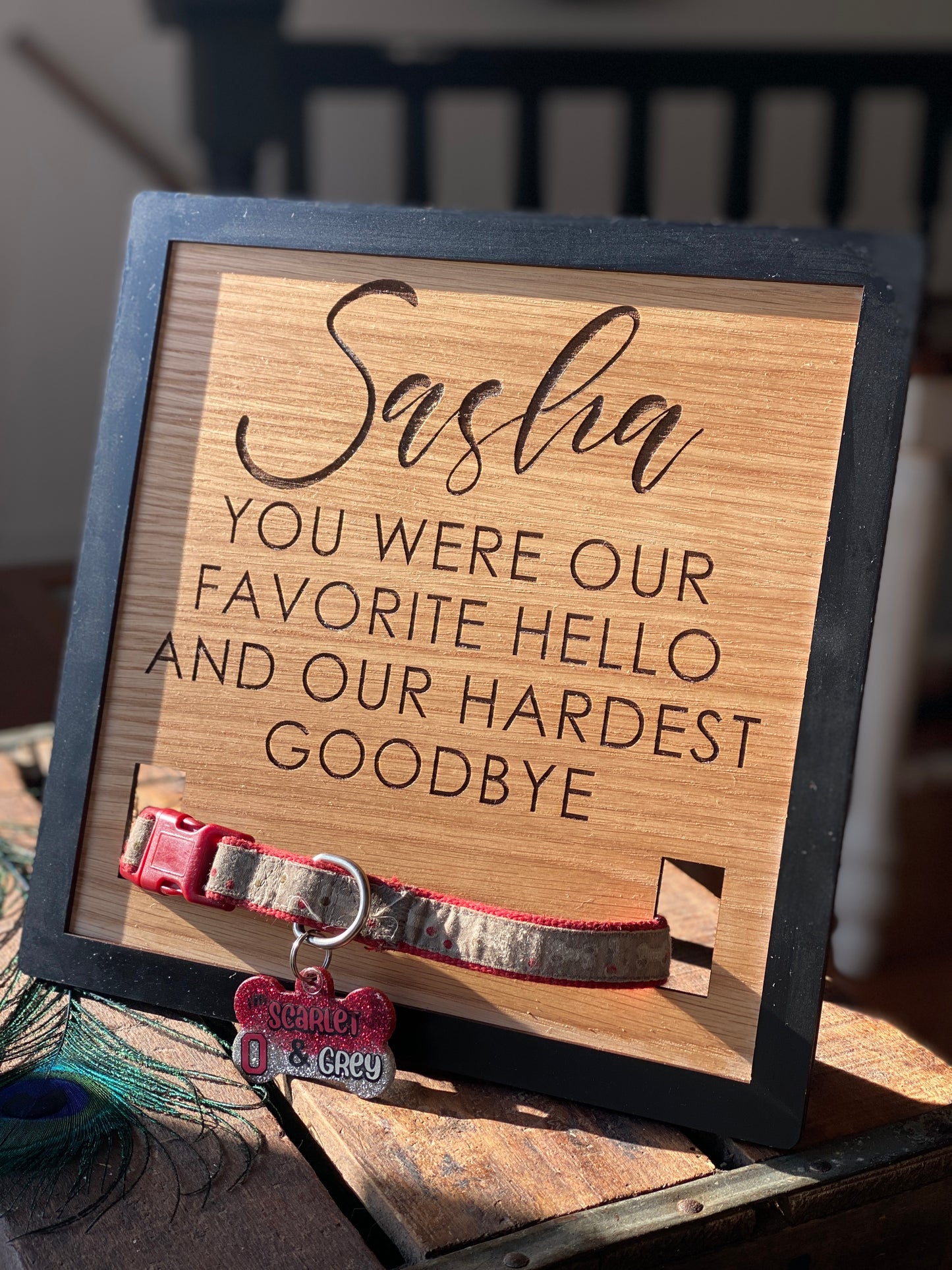 Dog Collar Holder Memorial, Favorite Hello and Hardest Goodbye Frame, Pet Loss Gift, Personalized Dog Collar Holder, In Loving Memory of Pet