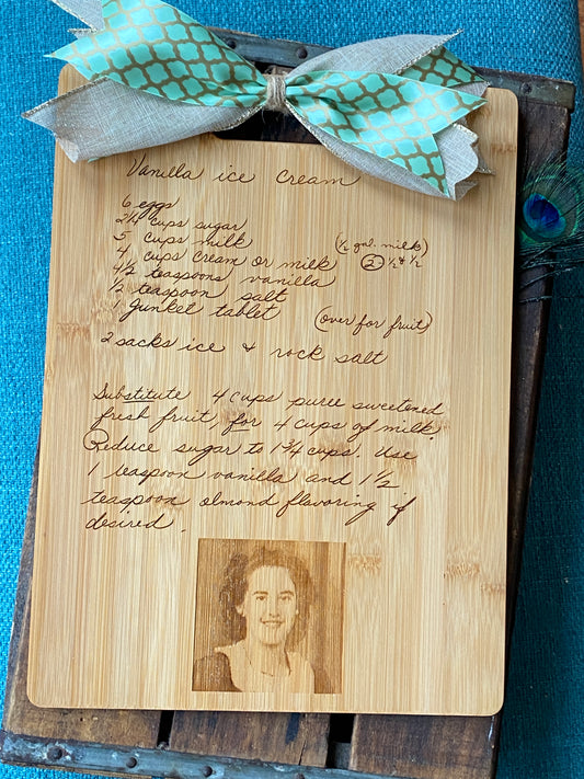 Personalized Family Recipe Cutting Board with Picture