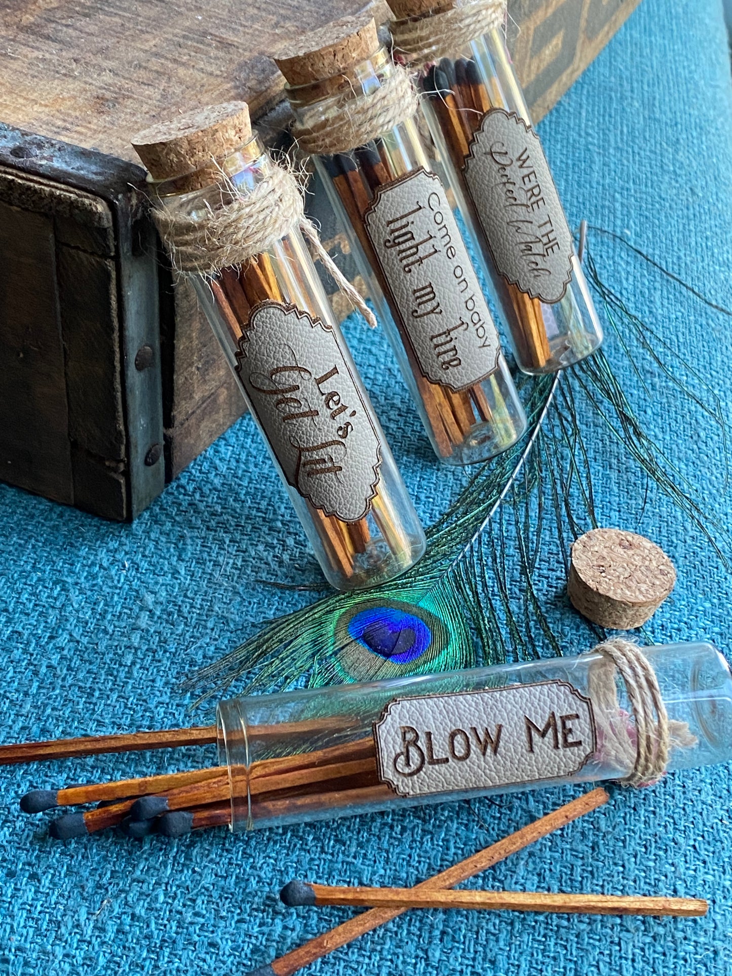 Matchstick Holder, Unique Gift for Friends, Blow Me, Let's Get Lit, Perfect Match, Light My Fire, Funny Unique Gift, Apothecary, Party Favor