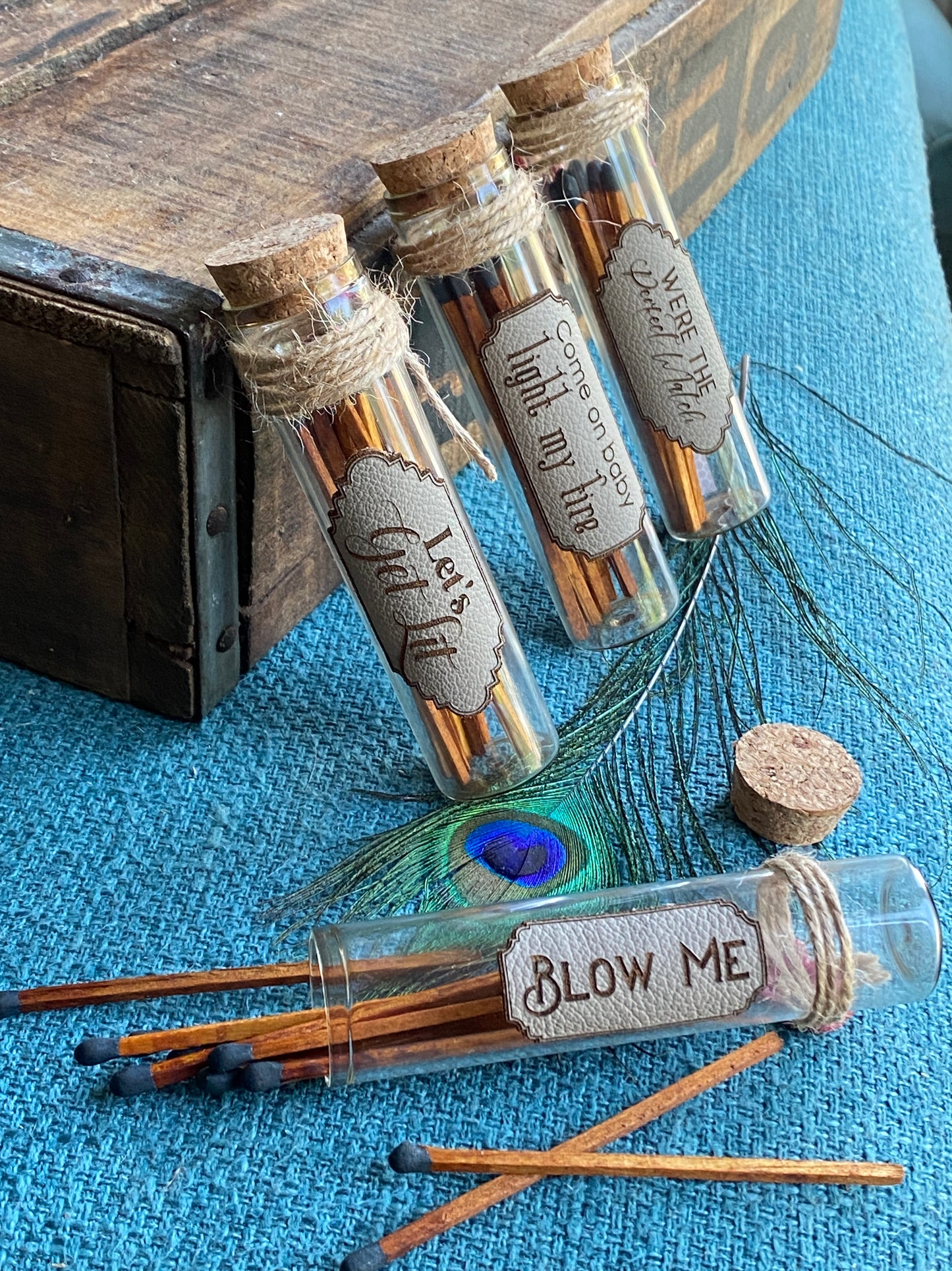 Matchstick Holder, Unique Gift for Friends, Blow Me, Let's Get Lit, Perfect Match, Light My Fire, Funny Unique Gift, Apothecary, Party Favor