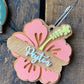 Hawaii Luggage Tag, Hibiscus Flower Keychain, Personalized Luggage Tag, Custom Bag Tag Suitcase, Backpack Name Tag, Summer Keychains