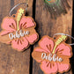 Hawaii Luggage Tag, Hibiscus Flower Keychain, Personalized Luggage Tag, Custom Bag Tag Suitcase, Backpack Name Tag, Summer Keychains