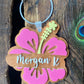 Hawaii Luggage Tag, Hibiscus Flower Keychain, Personalized Luggage Tag, Custom Bag Tag Suitcase, Backpack Name Tag, Summer Keychains