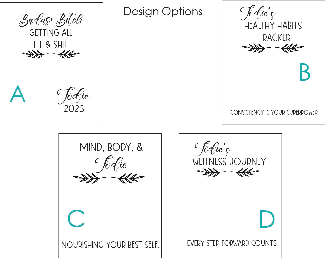 Personalized Fitness Journal: Leatherette Wellness Tracker, Custom Engraved New Years Resolutions