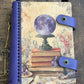 Small Pocket Moon Journal - Refillable Travel Wood Notebook, Celestial Purple Moon & Crystals, Pocket Tarot Log
