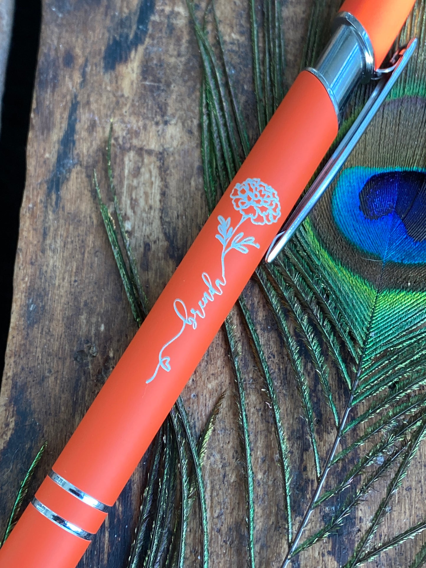 Birth Month Flower Engraved Pen: Personalized Office Gift