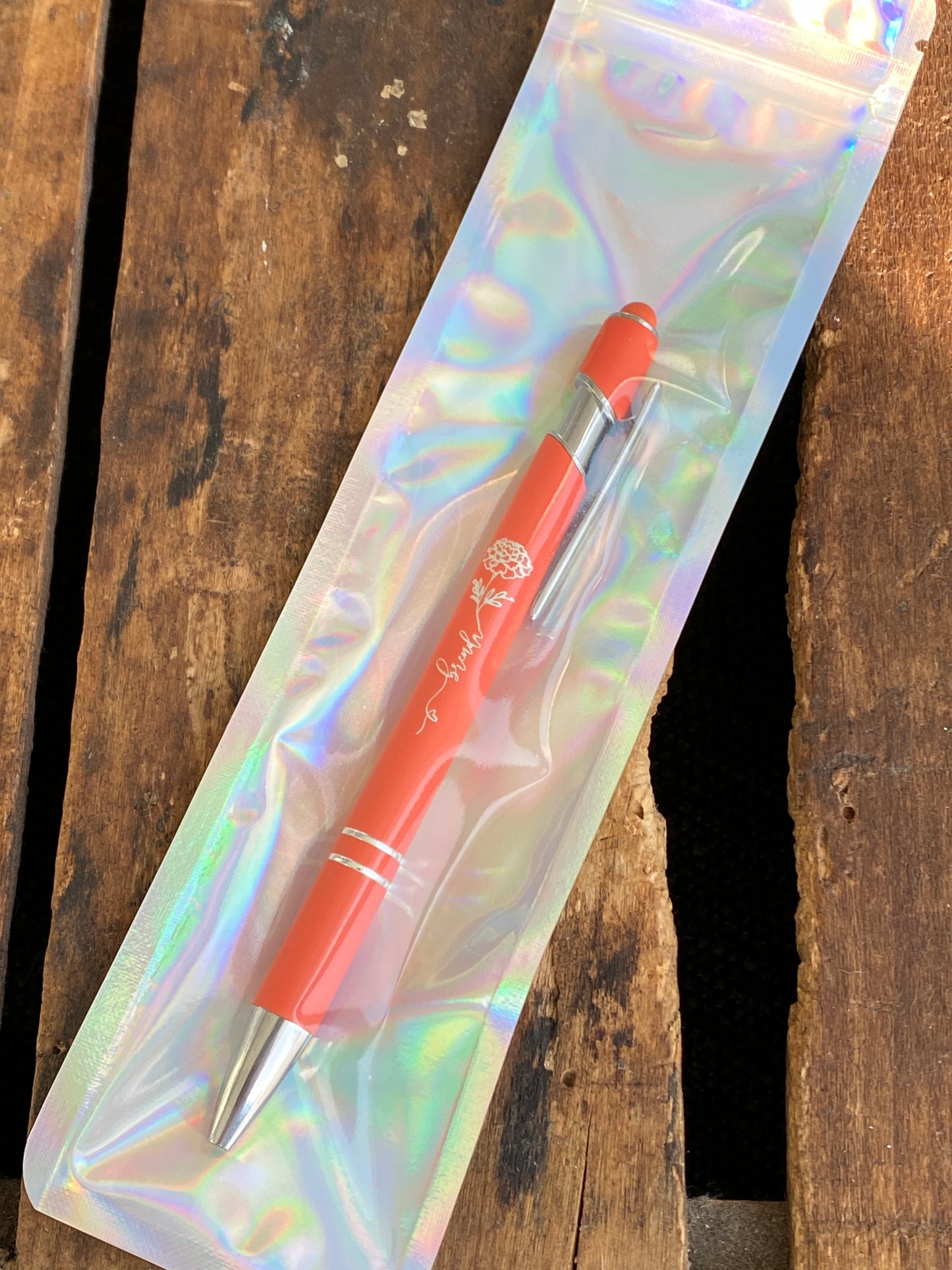 Birth Month Flower Engraved Pen: Personalized Office Gift