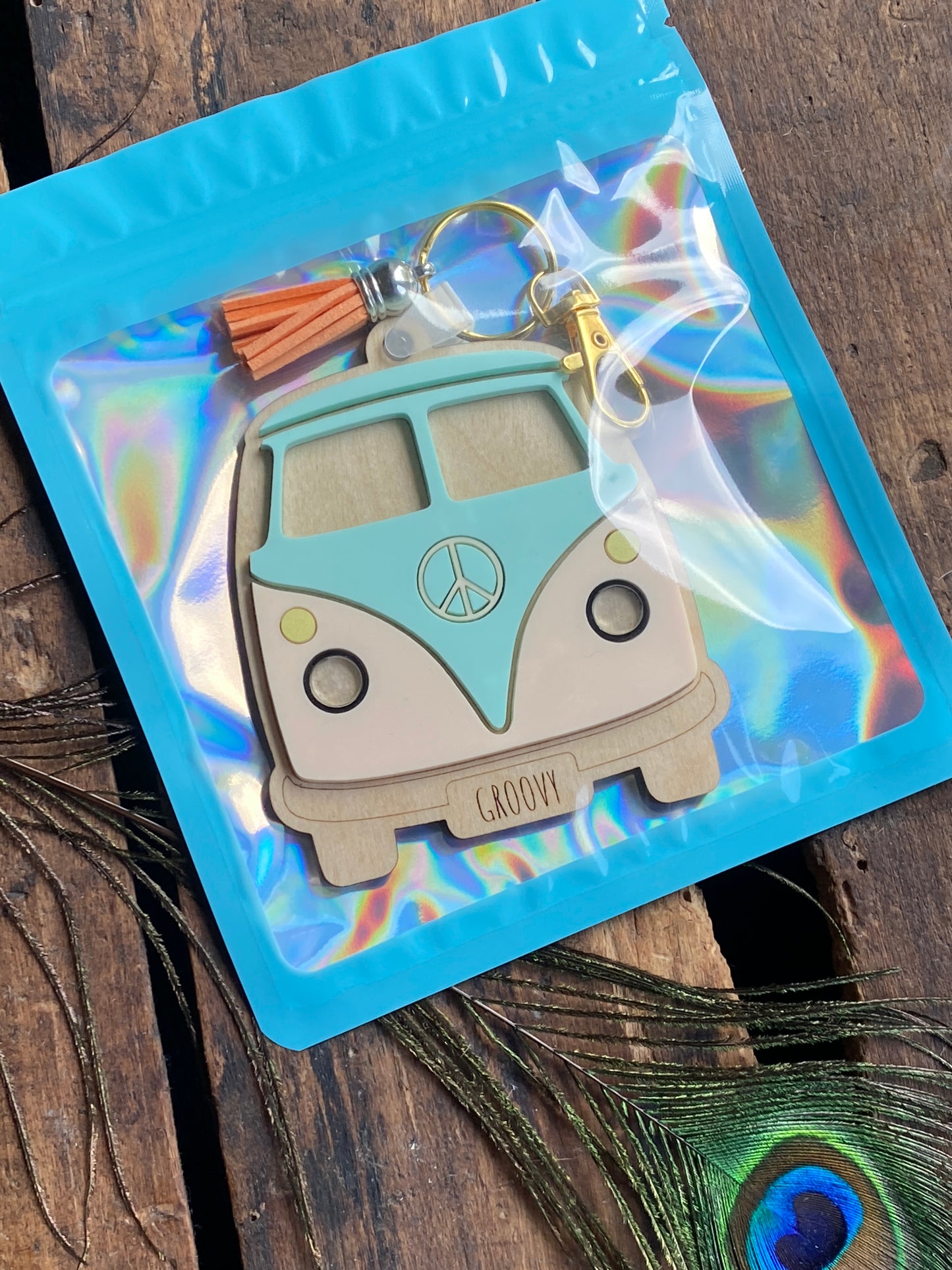 Retro Keychain, Hippy Gifts, Personalized Gift, Colorful Peace Sign Bag Tag, Groovy Backpack Tag, Retro Party Favor, Positive Energy Vibes