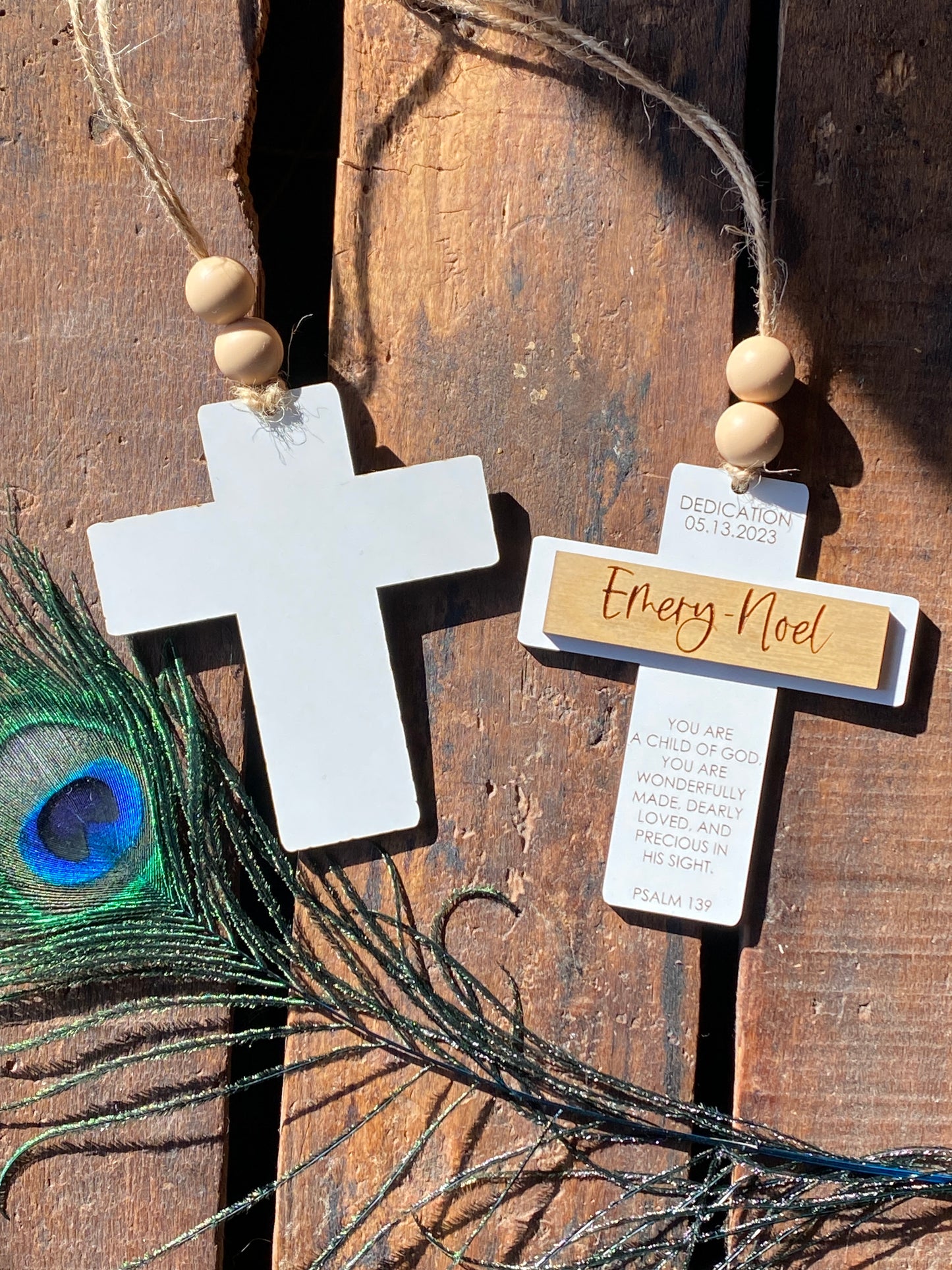 Dedication Gift for Girl or Boy, Personalized Cross Baptism, Psalm 139, Personalized Cross Ornament, Wooden Cross with Name, Child of God