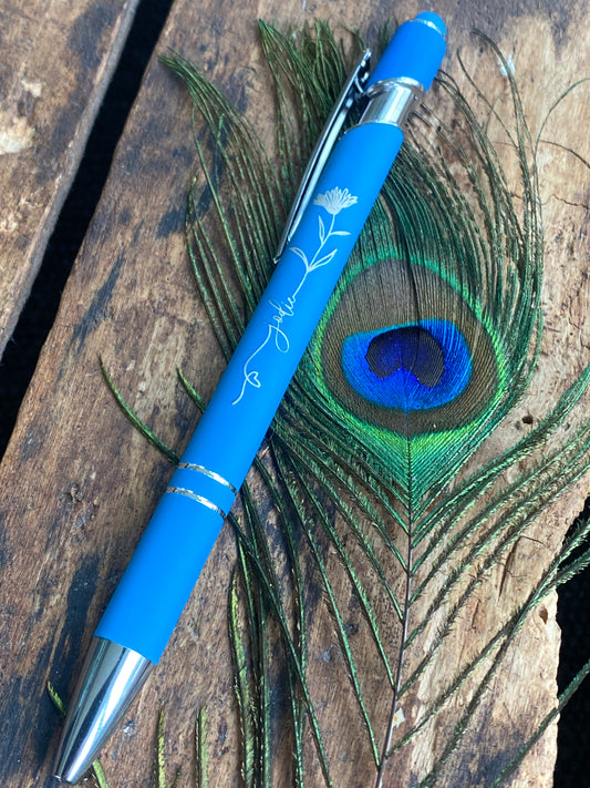 Birth Month Flower Engraved Pen: Personalized Office Gift