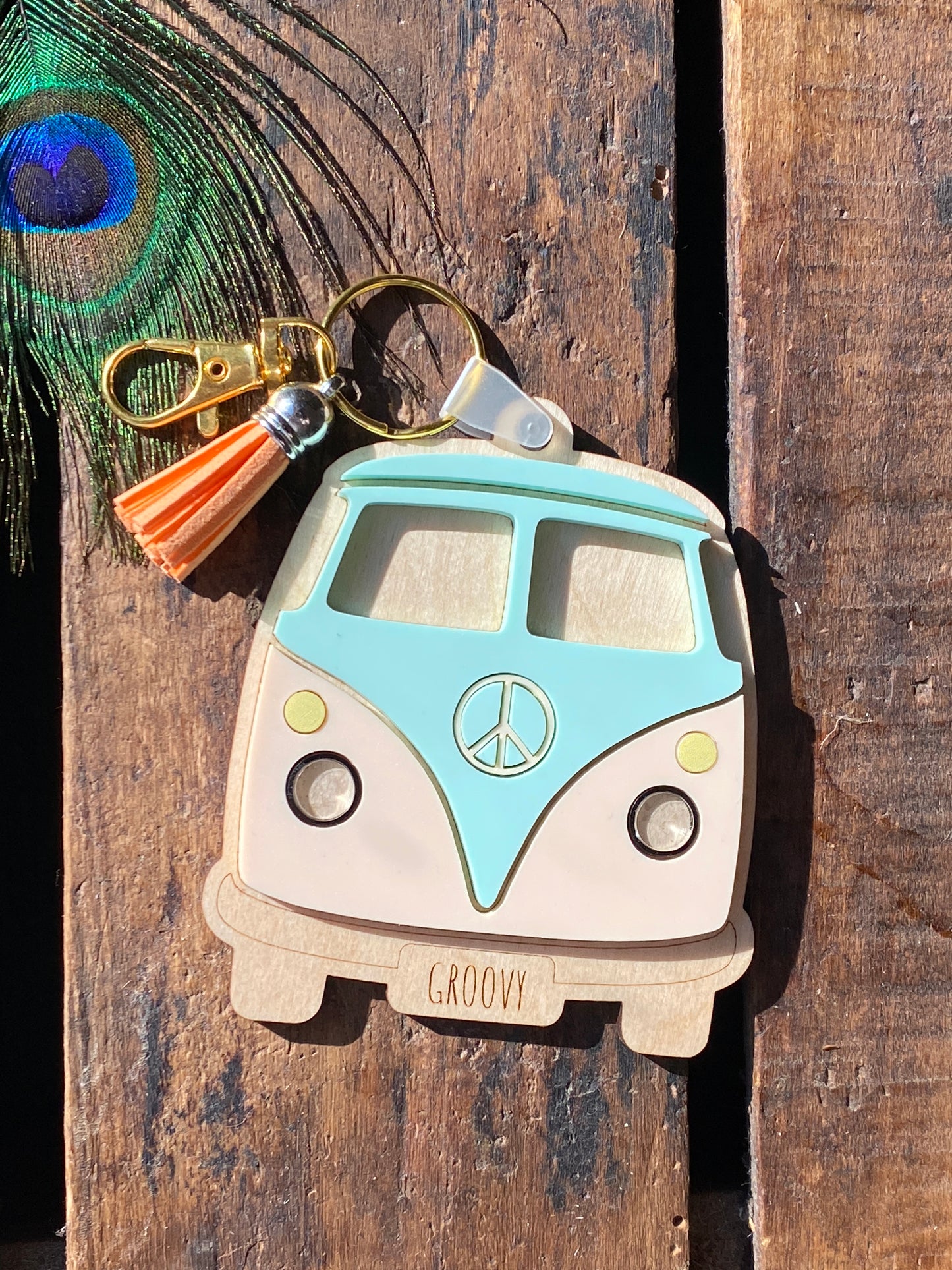 Retro Keychain, Hippy Gifts, Personalized Gift, Colorful Peace Sign Bag Tag, Groovy Backpack Tag, Retro Party Favor, Positive Energy Vibes