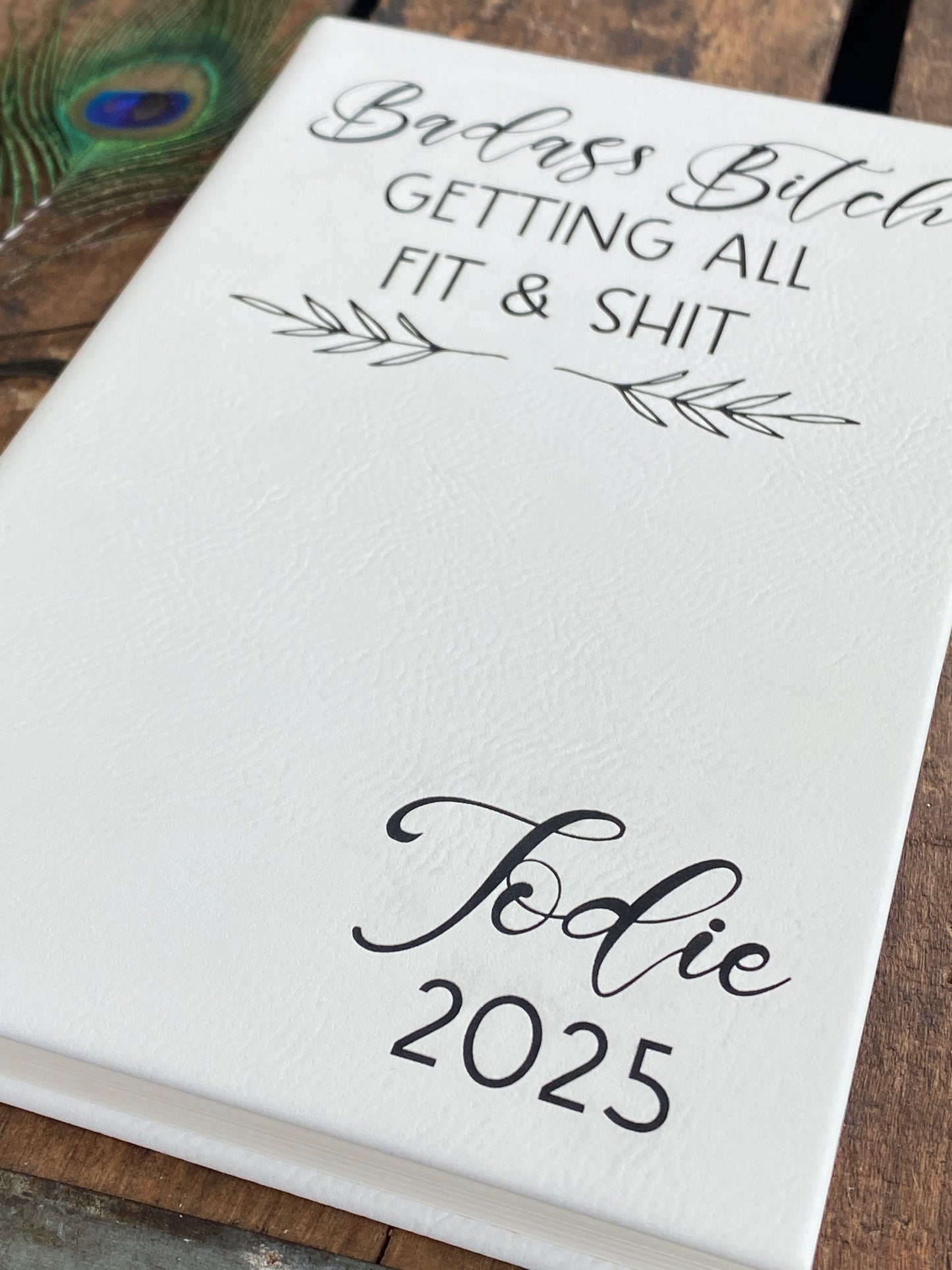Personalized Fitness Journal: Leatherette Wellness Tracker, Custom Engraved New Years Resolutions