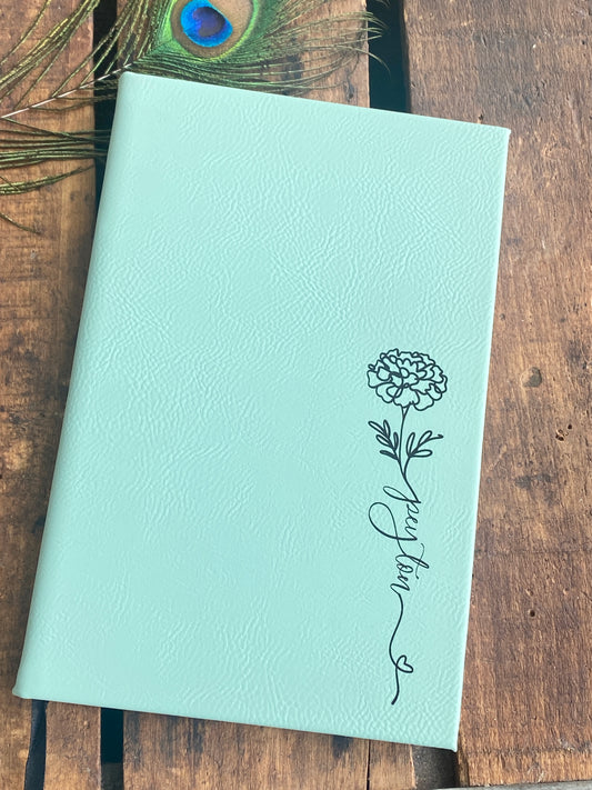 Personalized Birth Month Flower Journal: Engraved Leatherette Notebook