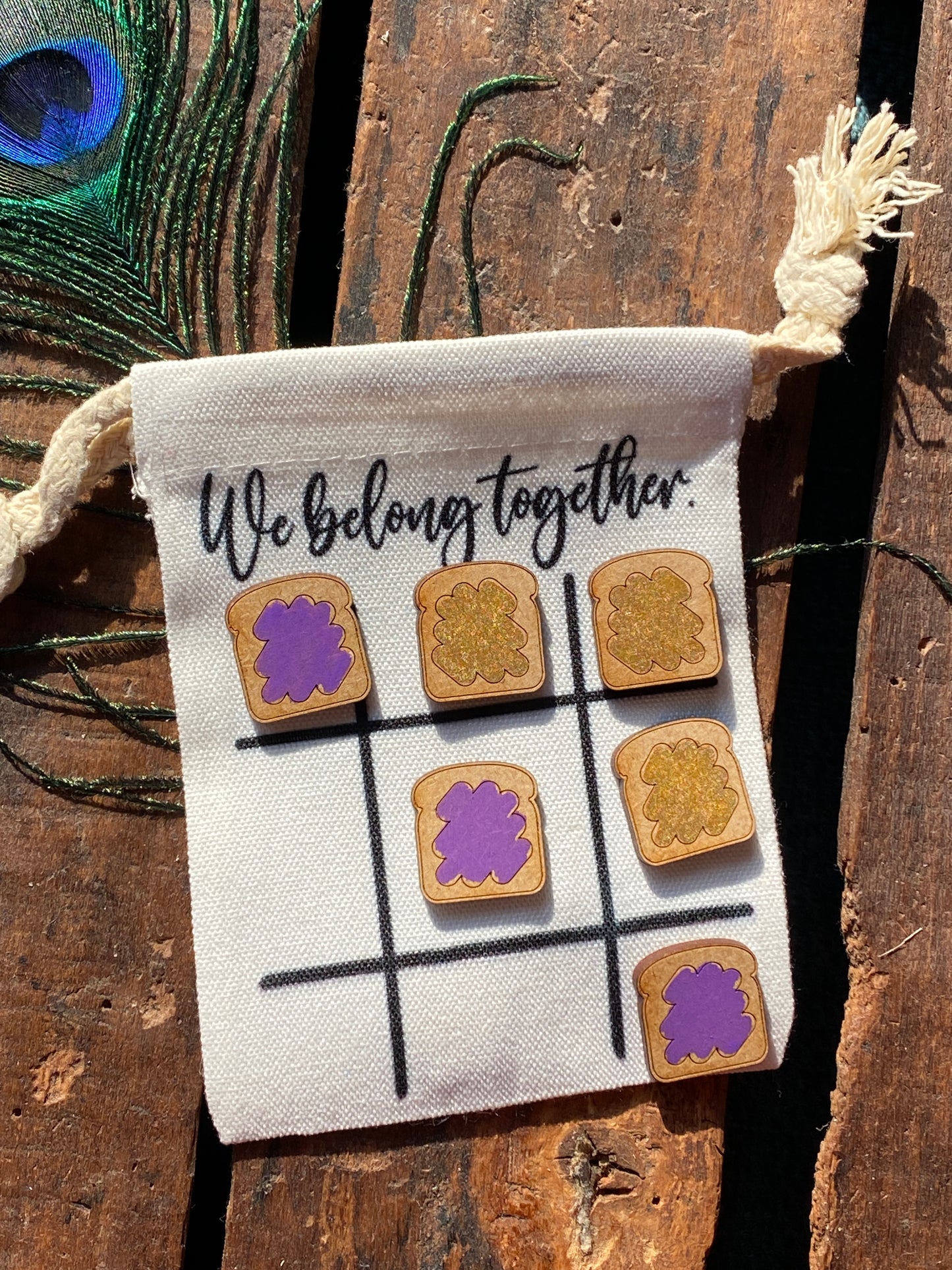 We Go Together Like, Travel Tic Tac Toe, Better Together Gift, We Belong Together, Drawstring Bag with Name, Travel Games, Party Favors