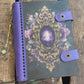 Small Pocket Mystical Mirror Journal - Refillable Travel Wood Notebook, Pocket Tarot Log