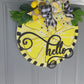 Bright Yellow Lemon Hello Door Sign to Cheer up your Front Porch, Front Door, Lemon Welcome Door Hanger, Black, White and Yellow