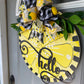 Bright Yellow Lemon Hello Door Sign to Cheer up your Front Porch, Front Door, Lemon Welcome Door Hanger, Black, White and Yellow