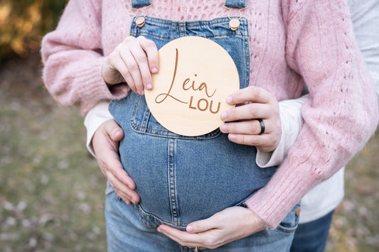 Custom Baby Announcement / Coming Soon Baby Announcement / Baby Arrival Sign / Maternity Photo Prop/ Round Wood Engraved Sign