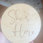 Custom Baby Announcement / Coming Soon Baby Announcement / Baby Arrival Sign / Maternity Photo Prop/ Round Wood Engraved Sign