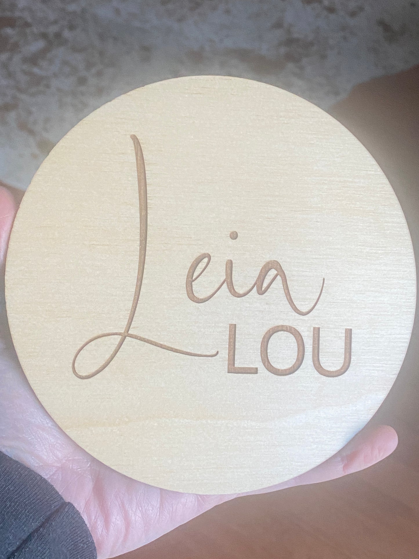 Custom Baby Announcement / Coming Soon Baby Announcement / Baby Arrival Sign / Maternity Photo Prop/ Round Wood Engraved Sign