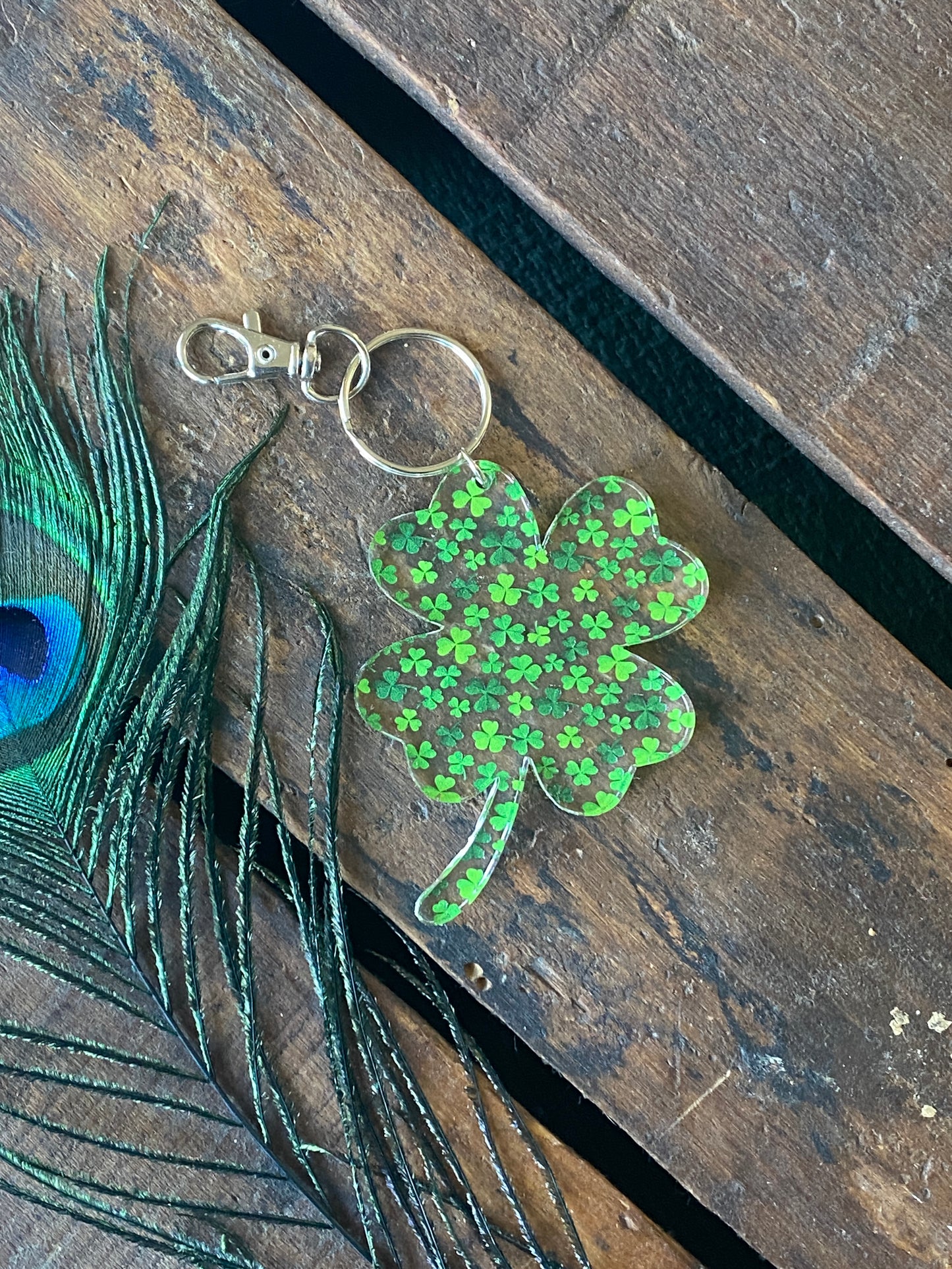 Lucky Keychain, Good Luck Keychain, Shamrock Keychain, Lucky Charm Keychain, Four-Leaf Clover Keychain, St. Patrick's Day, St Patty's Day