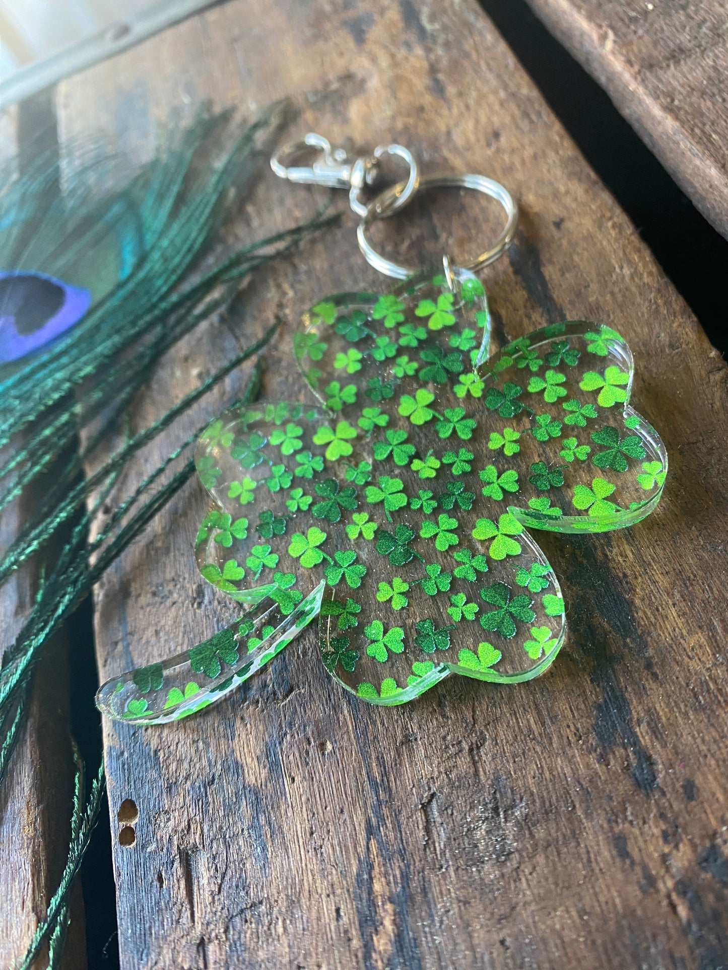 Lucky Keychain, Good Luck Keychain, Shamrock Keychain, Lucky Charm Keychain, Four-Leaf Clover Keychain, St. Patrick's Day, St Patty's Day