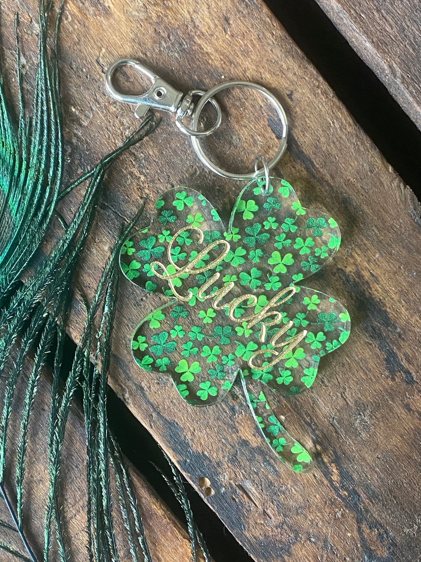 Lucky Keychain, Good Luck Keychain, Shamrock Keychain, Lucky Charm Keychain, Four-Leaf Clover Keychain, St. Patrick's Day, St Patty's Day