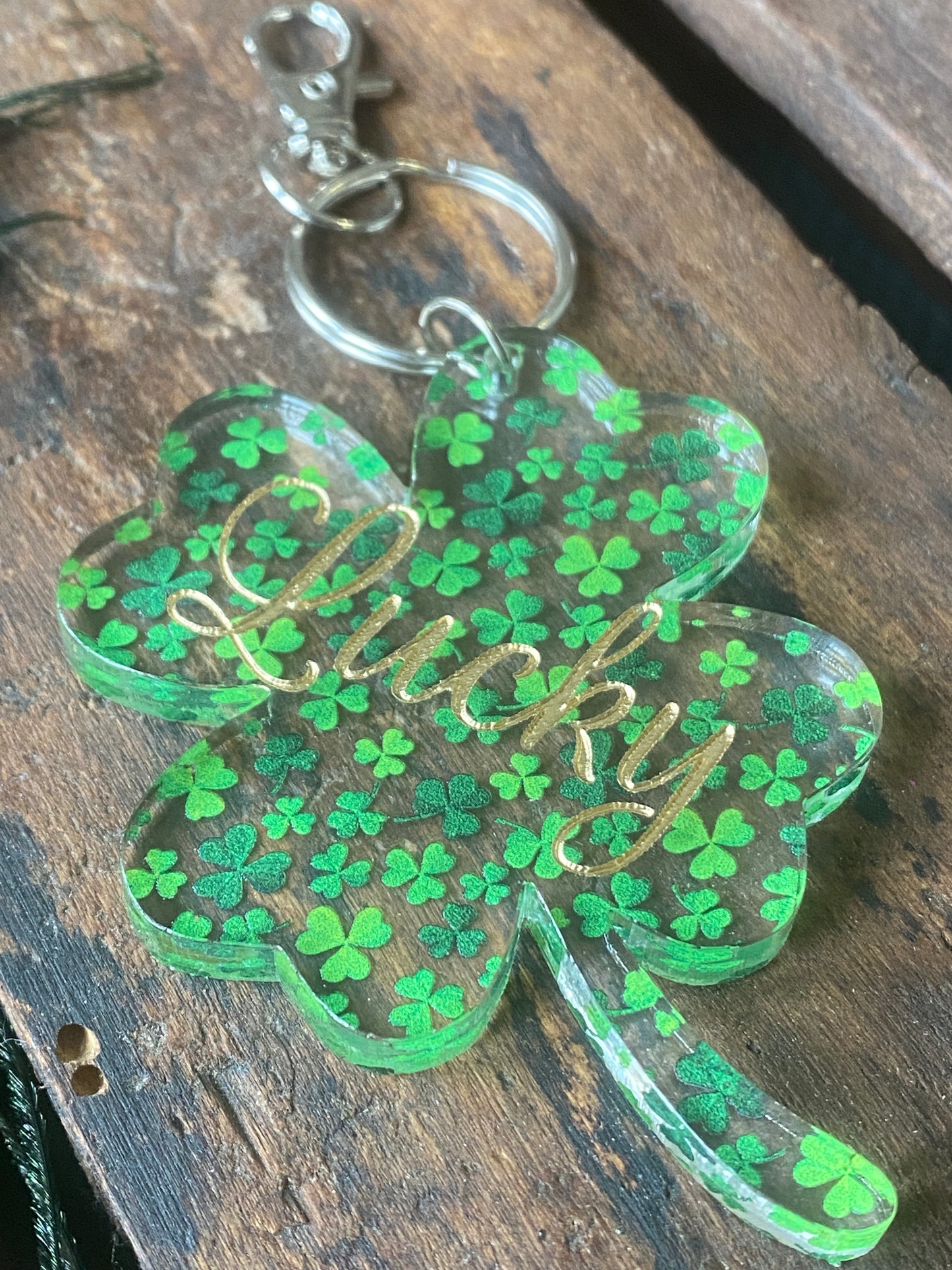 Lucky Keychain, Good Luck Keychain, Shamrock Keychain, Lucky Charm Keychain, Four-Leaf Clover Keychain, St. Patrick's Day, St Patty's Day