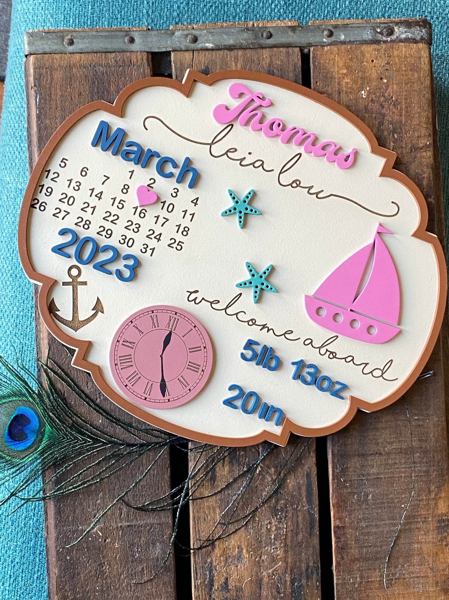 Nautical New Baby Stats Sign, Welcome Aboard Baby Stats Sign, Custom Newborn Baby Stats Sign, Personalized New Baby Sign, Boat Birth Stats