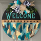 Western Turquoise Inspired 18 inch Wood Round Welcome Sign