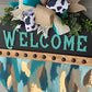 Western Turquoise Inspired 18 inch Wood Round Welcome Sign