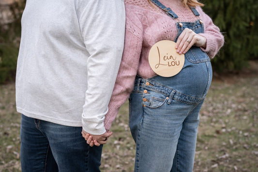 Custom Baby Announcement / Coming Soon Baby Announcement / Baby Arrival Sign / Maternity Photo Prop/ Round Wood Engraved Sign