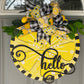 Bright Yellow Lemon Hello Door Sign to Cheer up your Front Porch, Front Door, Lemon Welcome Door Hanger, Black, White and Yellow