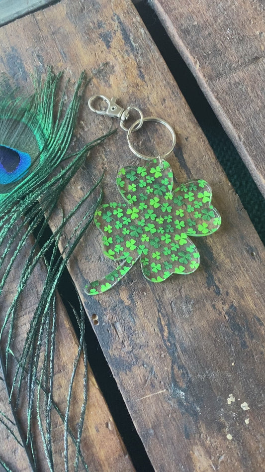 Lucky Keychain, Good Luck Keychain, Shamrock Keychain, Lucky Charm Keychain, Four-Leaf Clover Keychain, St. Patrick's Day, St Patty's Day